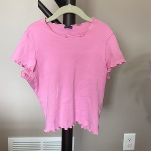 Brandy Melville Pink Ruffle Top